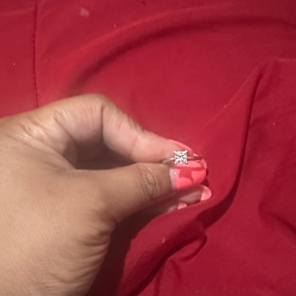 Silver Ring with Square Diamond